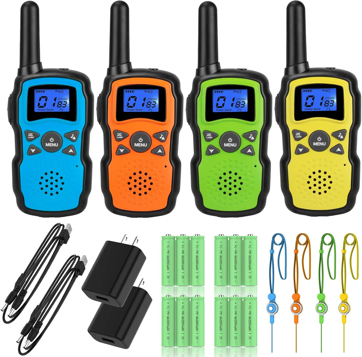 Rechargeable 4 Pack 2 Way Radio with 2 USB Chargers 12000mAh Battery V405