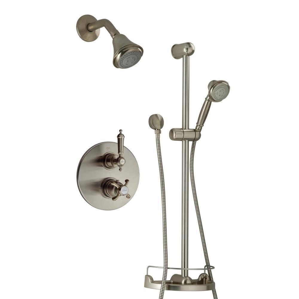 Brushed Nickel Thermostatic Shower with Slide Bar V7469