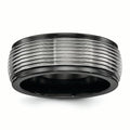 Black Ti & Titanium Polished Grooved Ring P7439