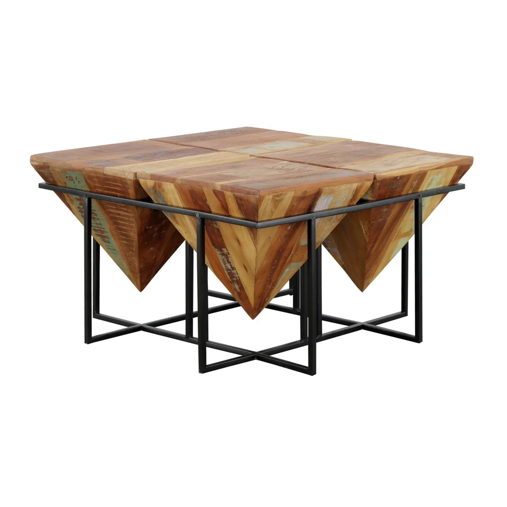 Reclaimed Wood & Iron Square Cocktail Table V398