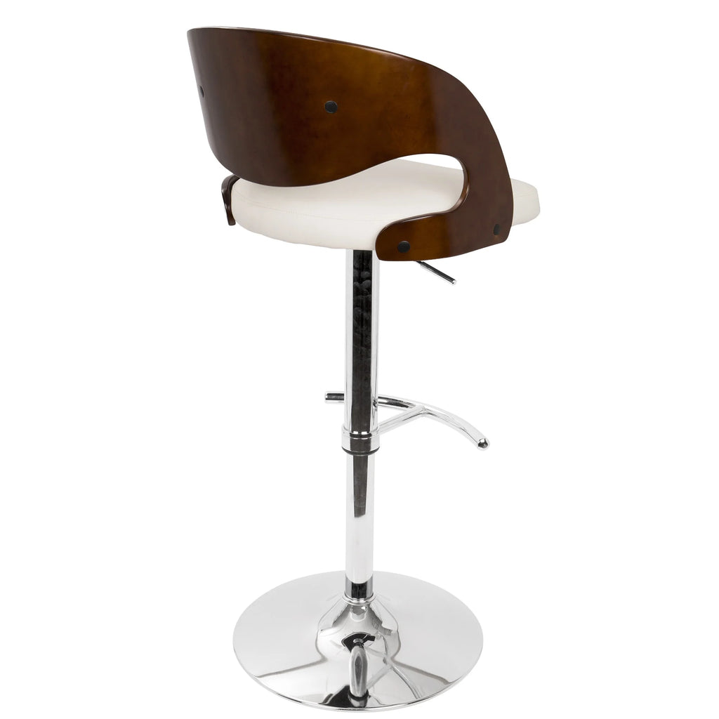 Cherry and White Faux Leather Adjustable Swivel Barstool R5864