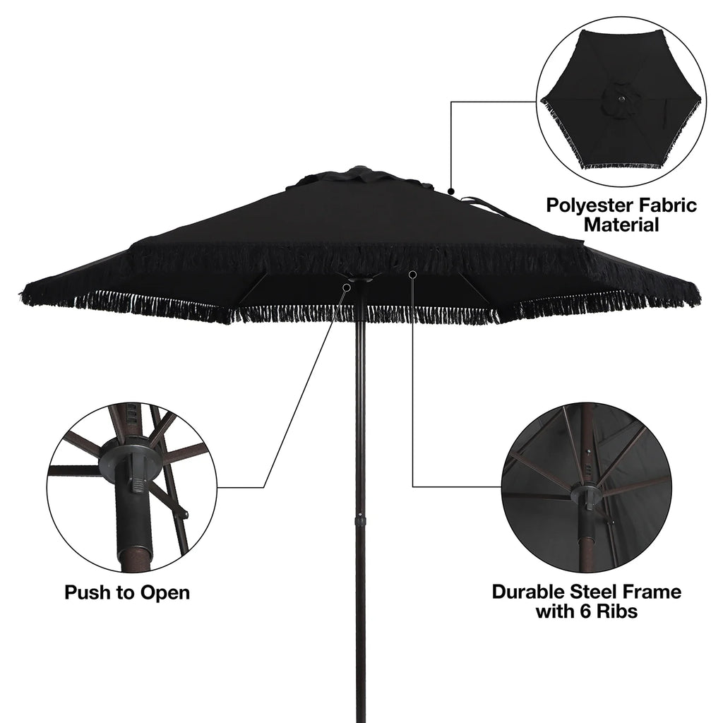 White 7.5' Round Patio Umbrella with Steel Pole R70954