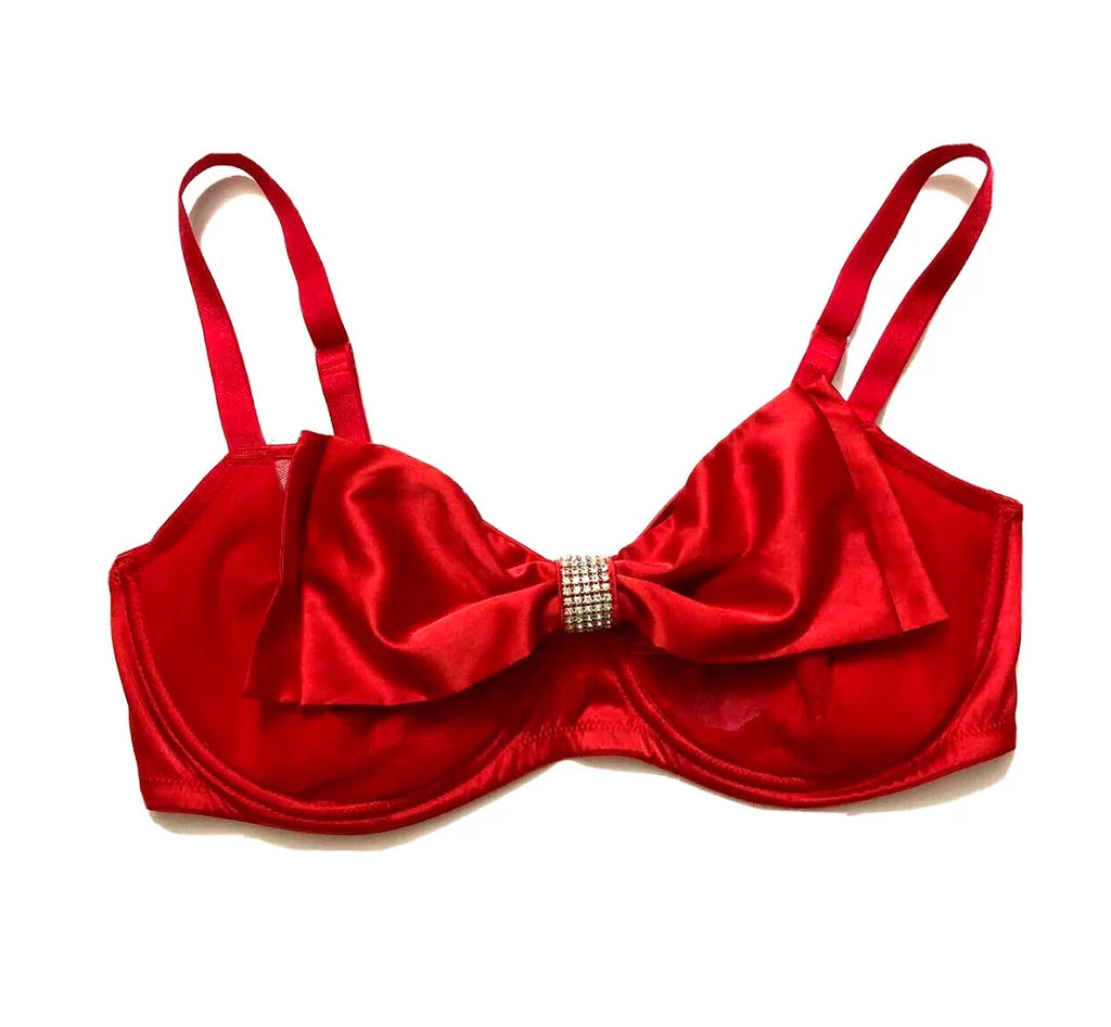 Red Sheer Mesh Balconette Bra 34DDD D5631