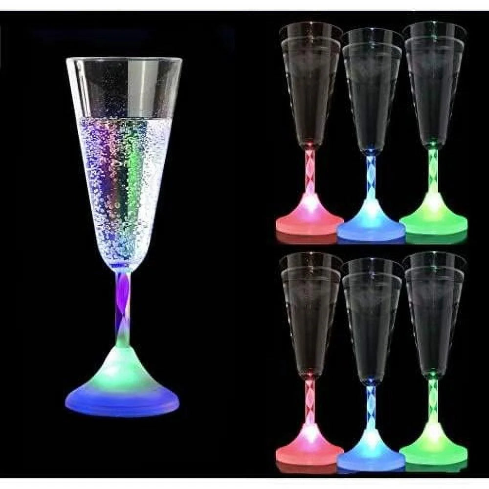 6 Oz LED Light Up Champagne Flutes Set Of 6 J78761