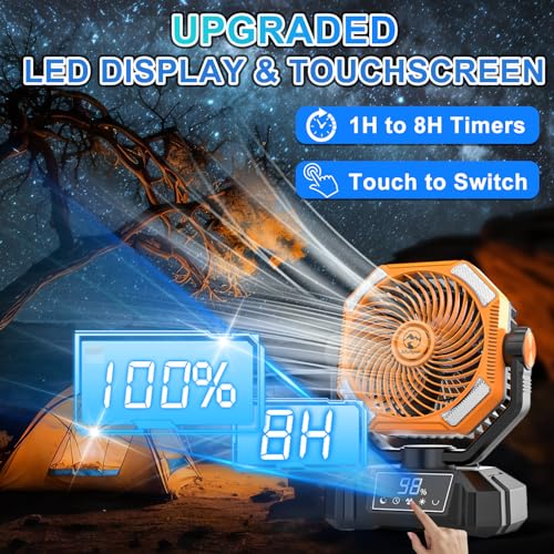 20000mAh Rechargeable Battery Powered Camping Fan with LED Lantern C61898