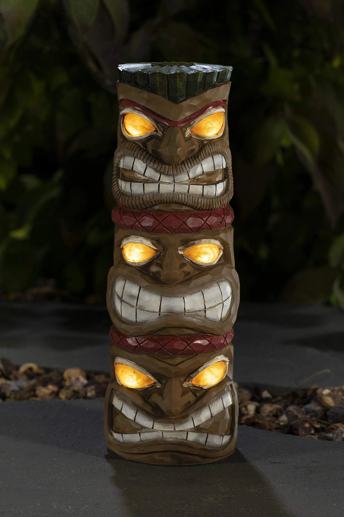 Triple Tiki Totem Solar Powered LED Outdoor Decor Garden U192911