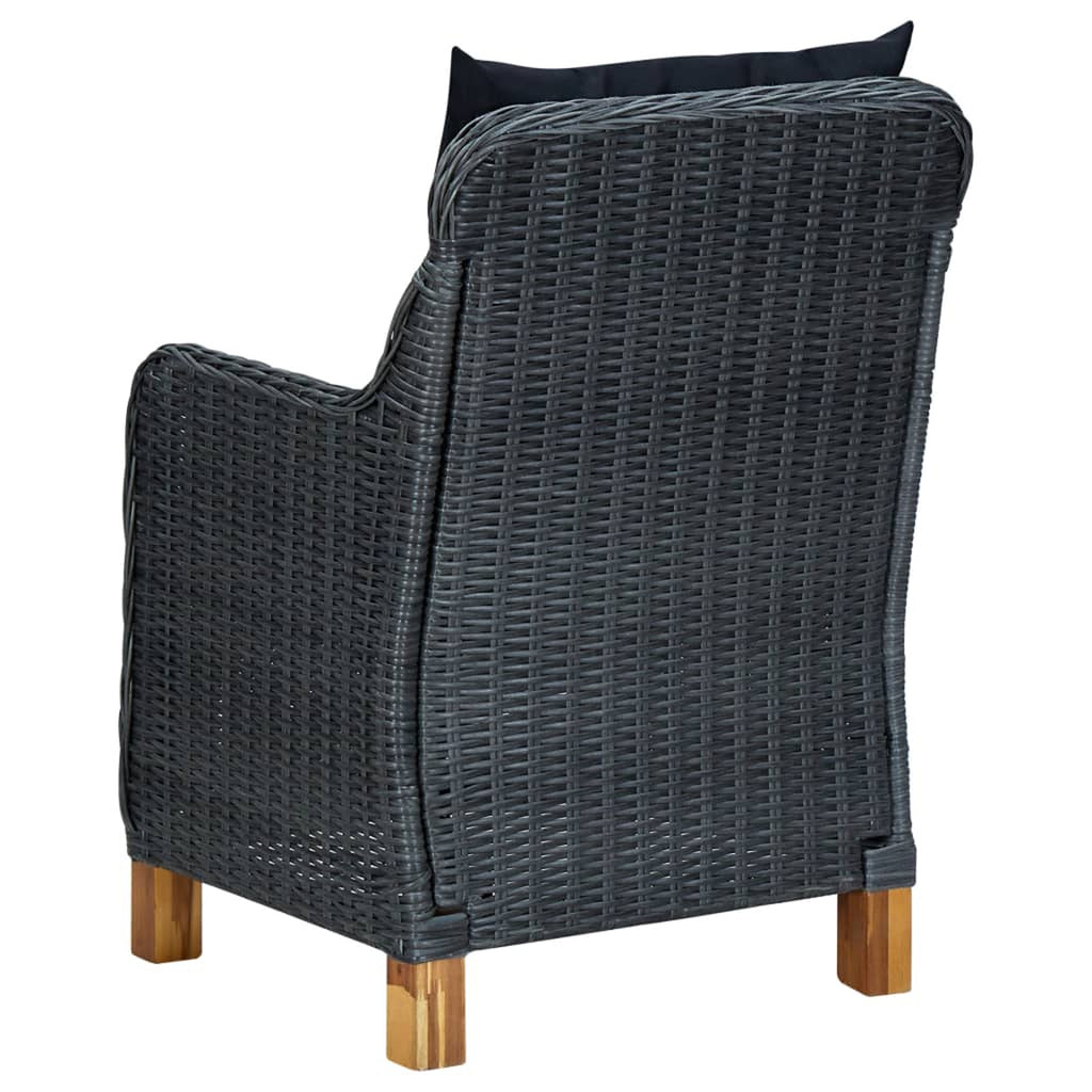 2 pcs Poly Rattan Dark Gray Patio Chairs with Cushions N589865