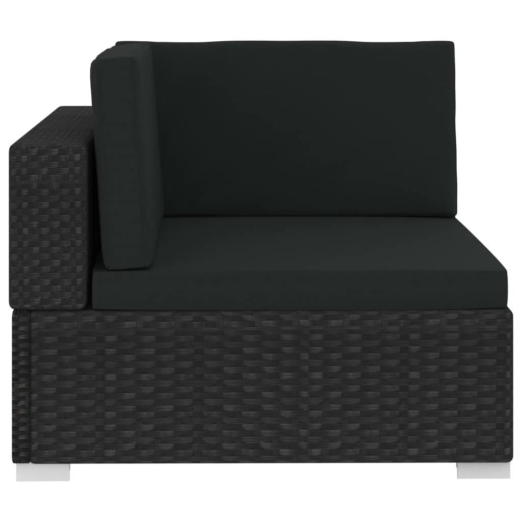 Black Poly Rattan Patio Sofa Set with Cushions V38294