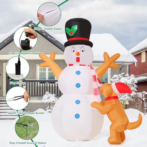 6 FT Christmas Inflatables Snowman and Dog with Built-in LEDs V738747
