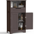 Dark Brown Bathroom Storage Cabinet with Drawer and Shelf U458827