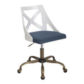Antique Copper Metal & Blue Fabric Task Chair X5511