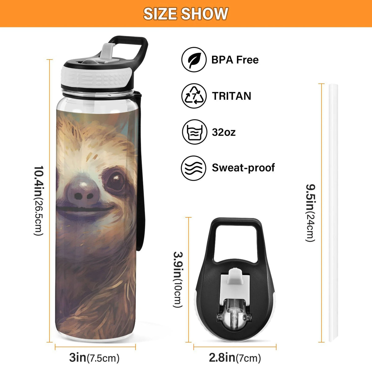 32oz Tritan Leakproof Clear Water Bottle with Straw S9703