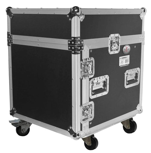 10U Rack Top Mixer DJ Combo Flight Case with Laptop Shelf and Casters G1796