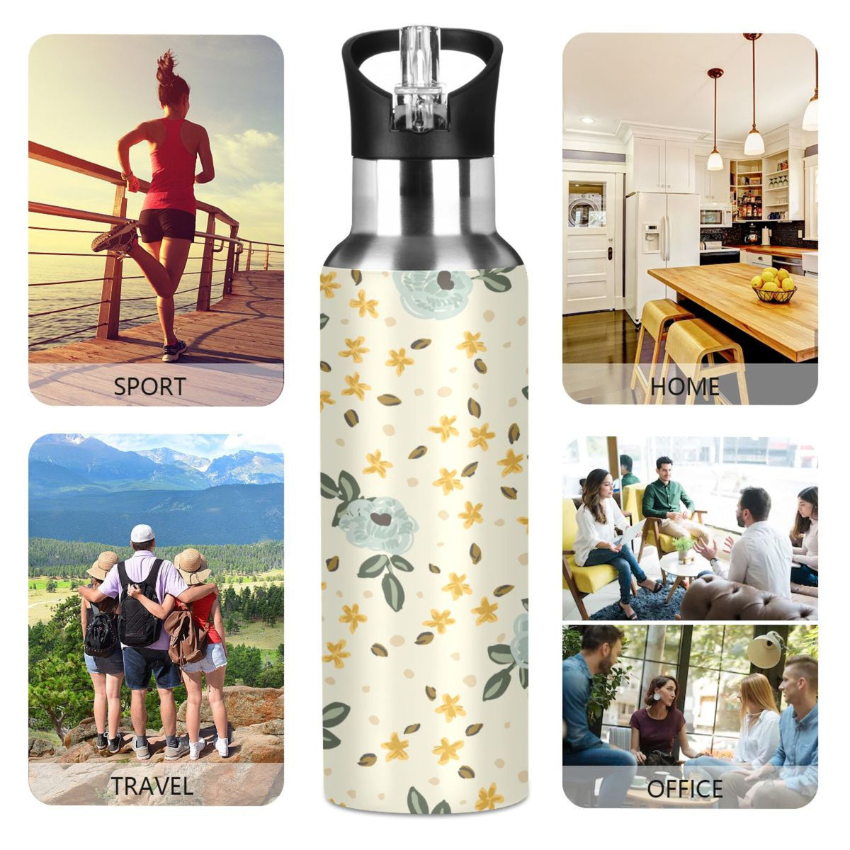 Stainless Steel Insulated Water Bottle with Straw Lid I498628