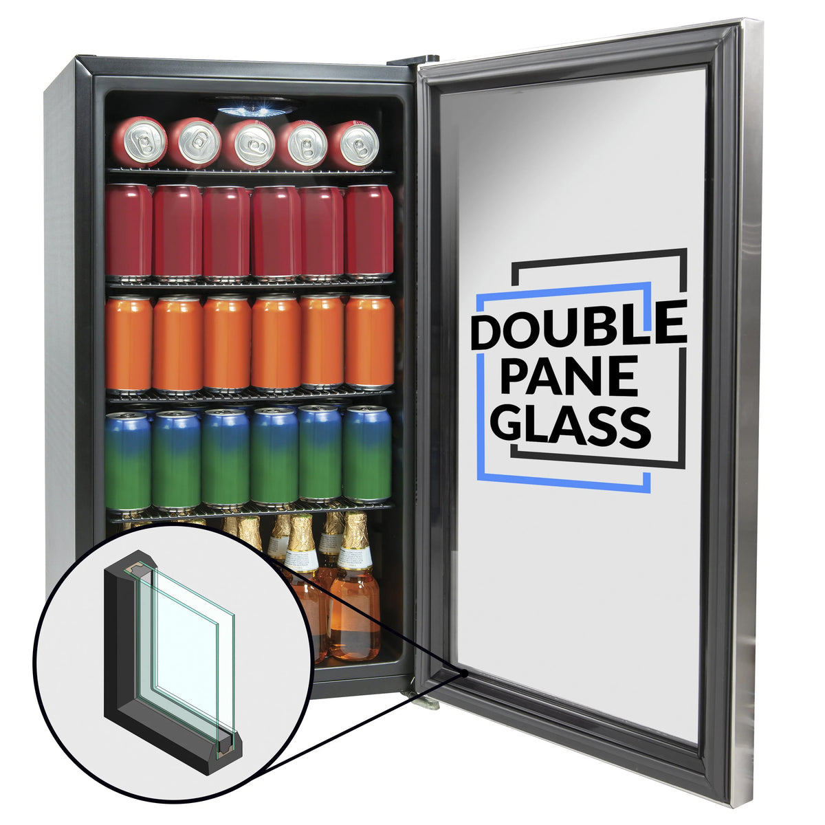 3.5 Cu. Ft. 135 Can Stainless Steel Beverage Cooler W411