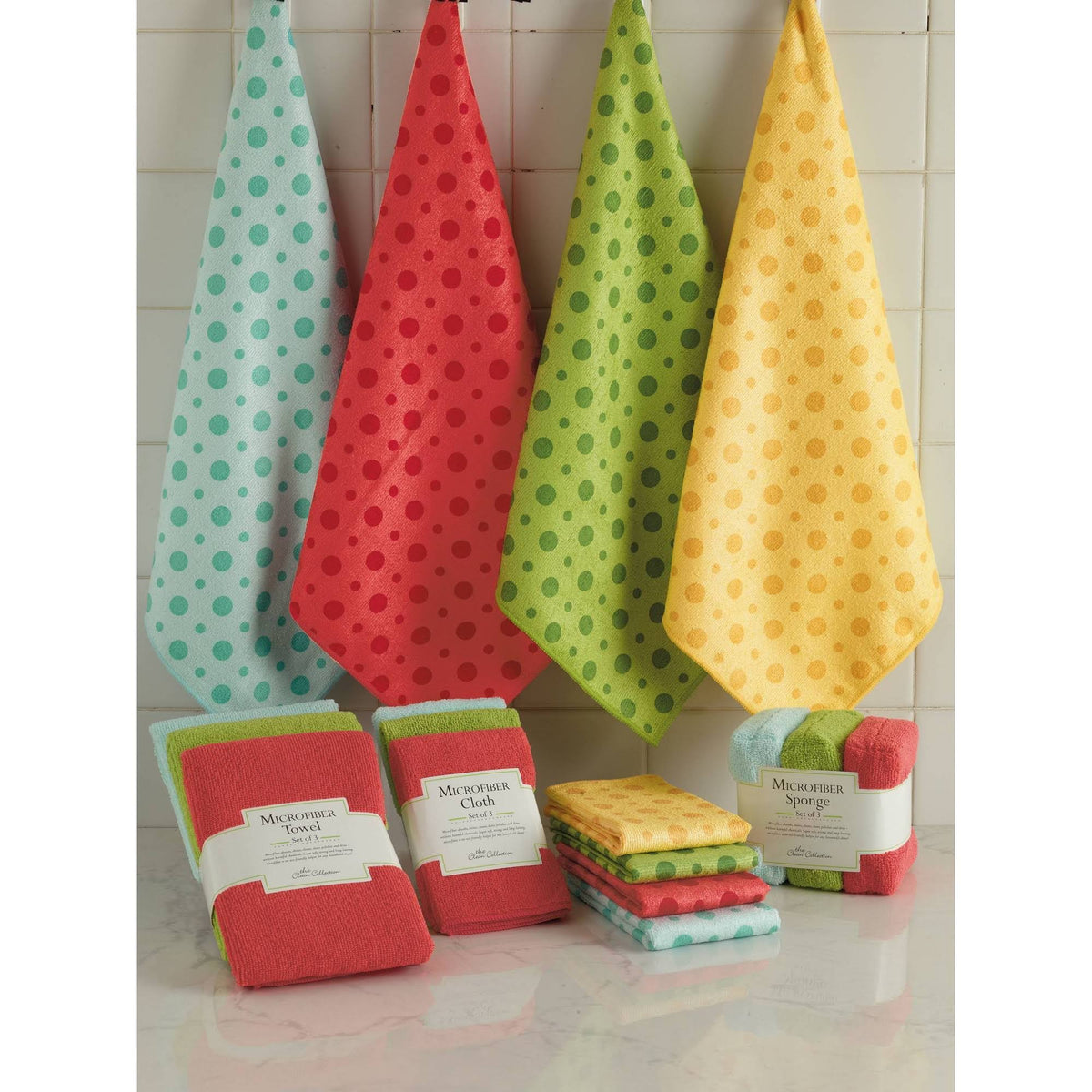 Set of 12 Red Microfiber Dishtowels P5428