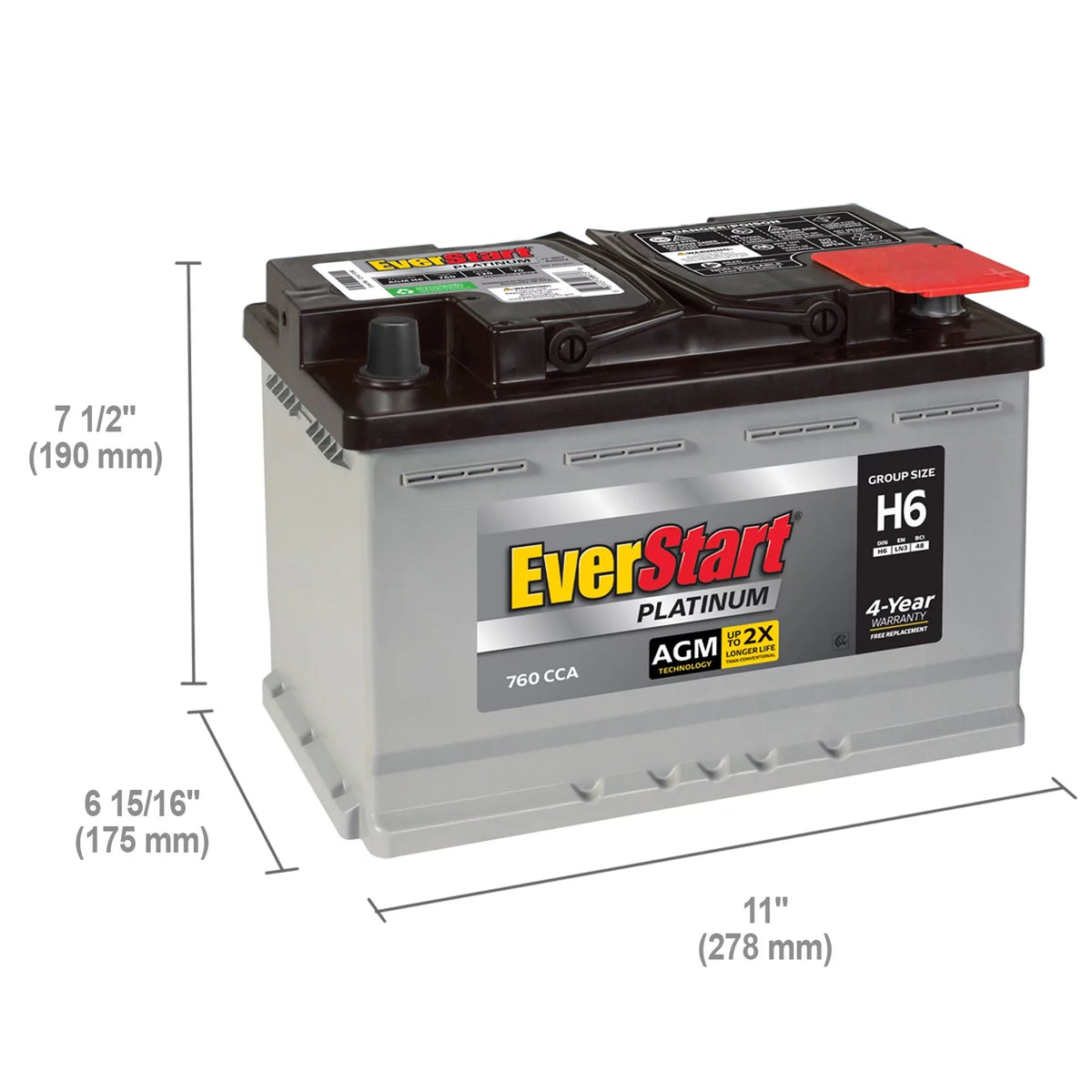 AGM Automotive Battery Group H6 12 Volt 760 CCA V80237