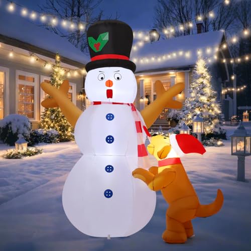 6 FT Christmas Inflatables Snowman and Dog with Built-in LEDs V738747