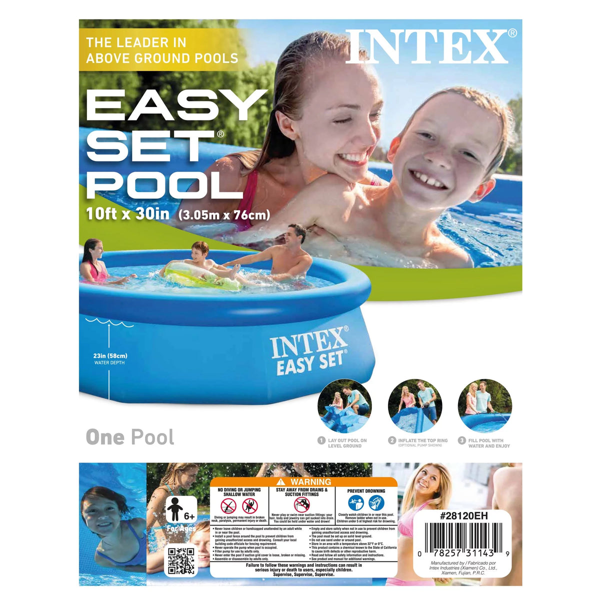 10 Ft x 30 In Inflatable Round Swimming Pool Q8955