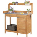 Wooden Garden Potting Bench with Cabinet W5552