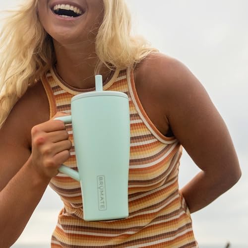 40 oz Stainless Steel Tumbler with Handle and Straw D6159