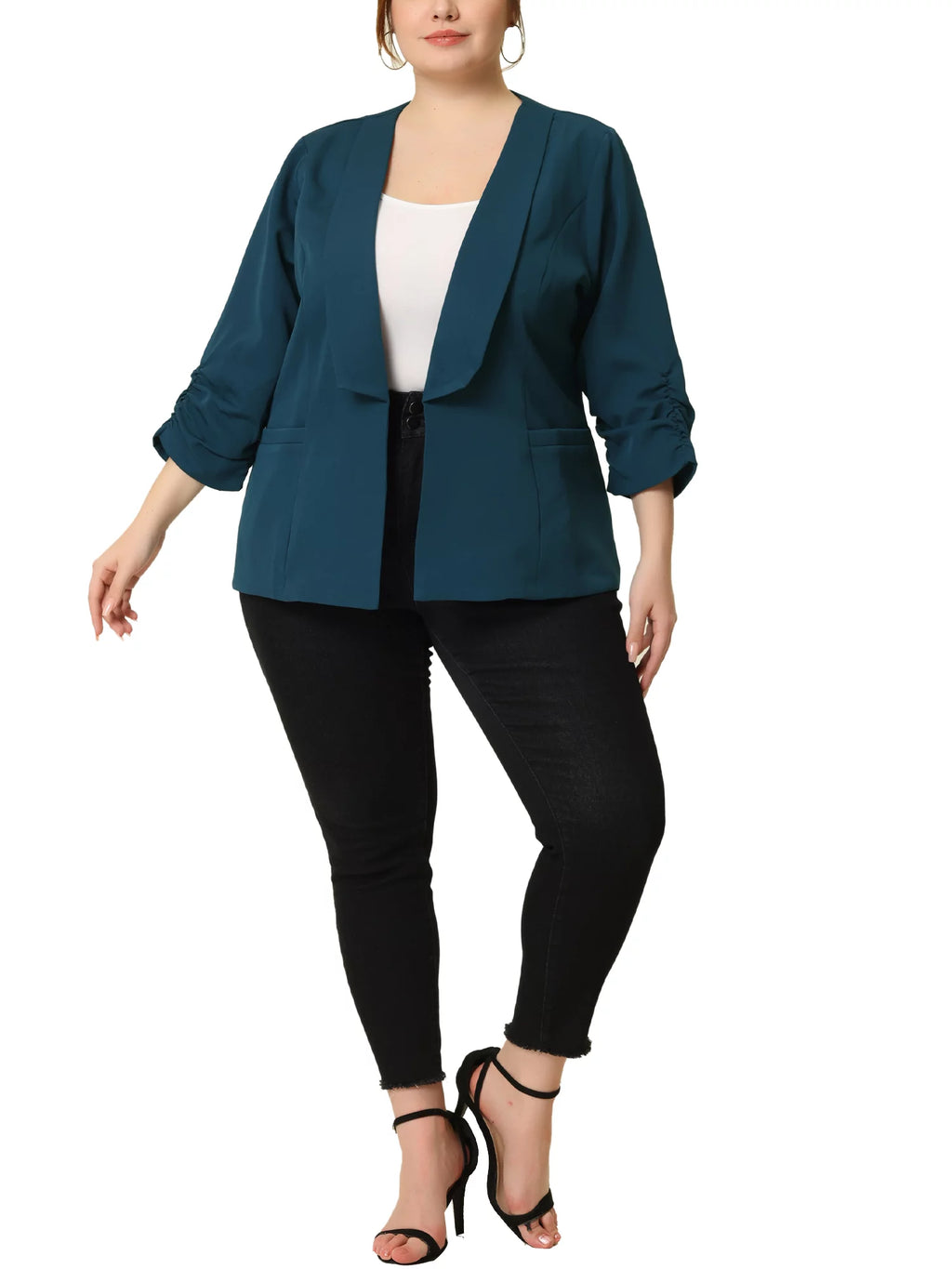 Plus Size 3/4 Sleeves Boyfriend Blazer D308