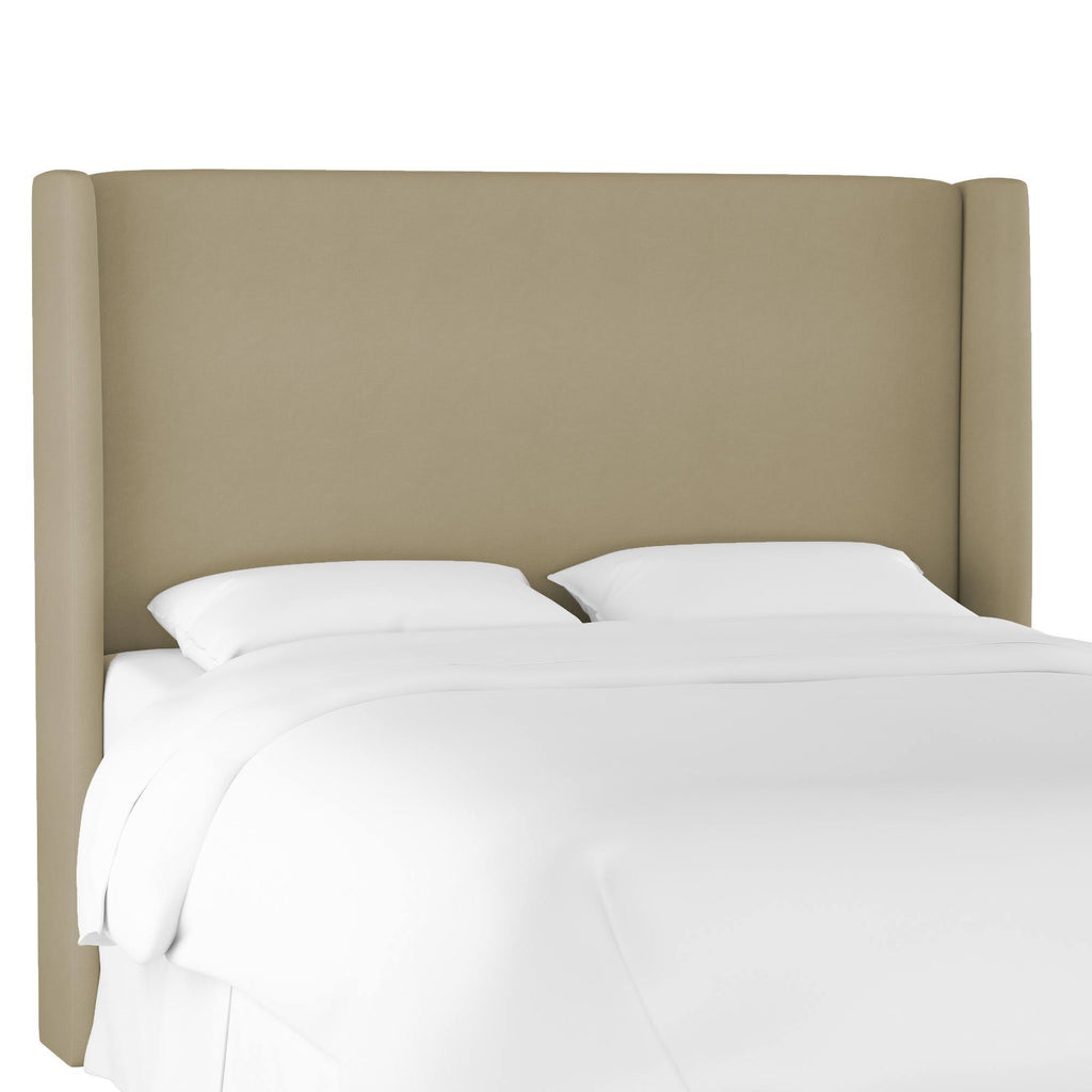 California King Tan Velvet Wingback Headboard C671