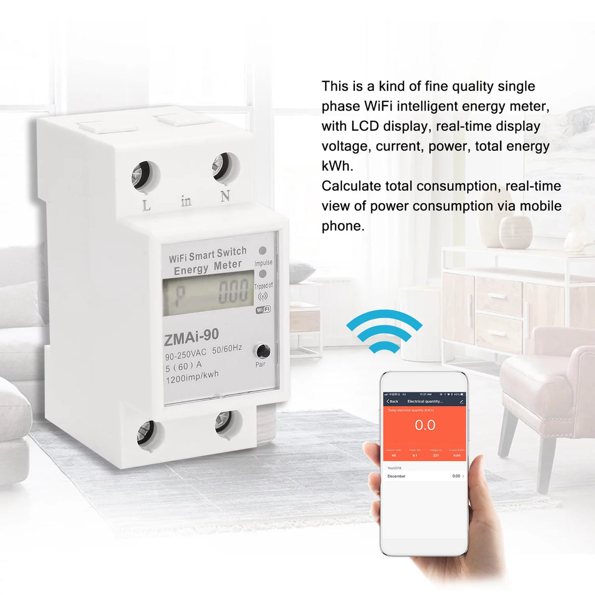 Single-Phase Din Rail Wifi Energy Meter P744297