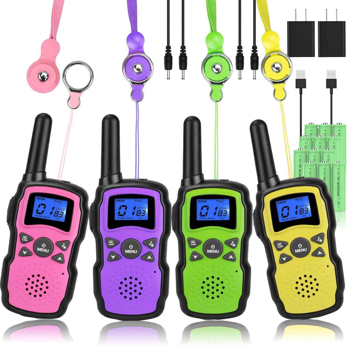 Rechargeable 4 Pack 2 Way Radio with 2 USB Chargers 12000mAh Battery V405