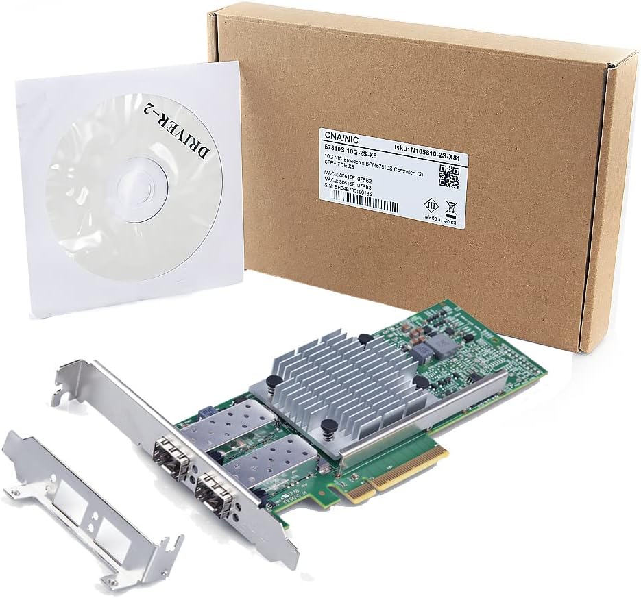 10Gb SFP+ PCI-E Network Card NIC, Dual SFP+ Port, PCI Express X8, Pack of 2 K9502