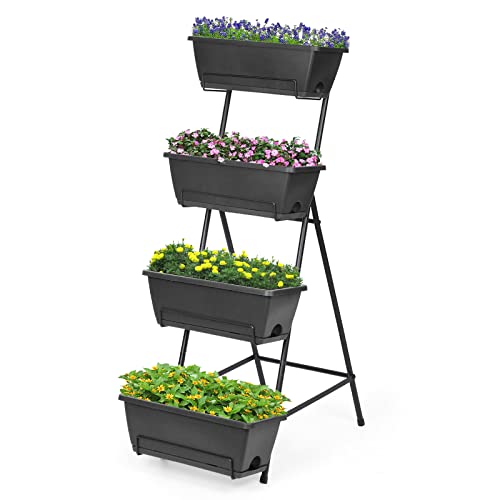4 Tiers Vertical Raised Garden Bed with Planter Tray D553