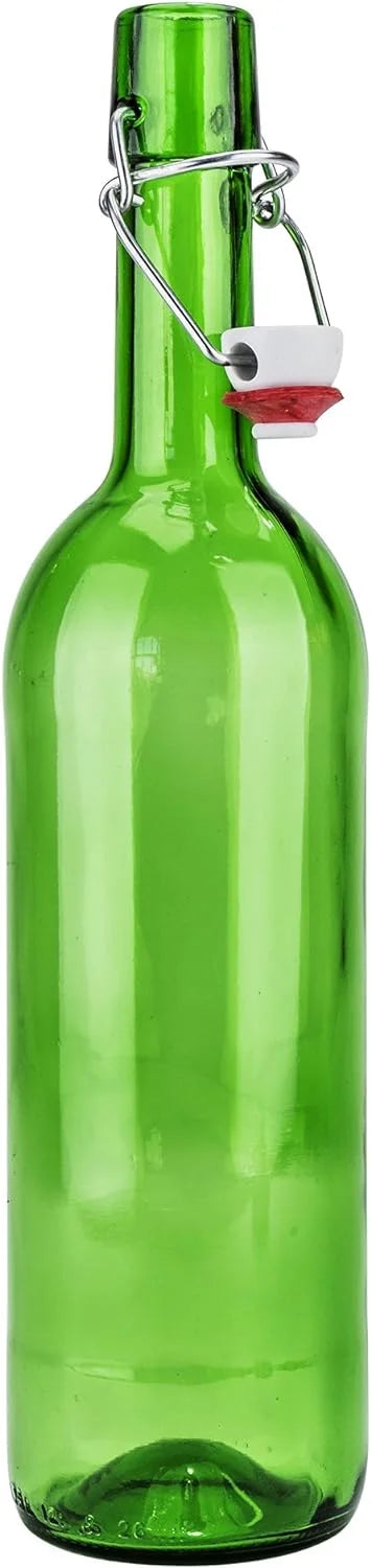 Green Glass Wine Bottle With Stopper, Swing Top V8788