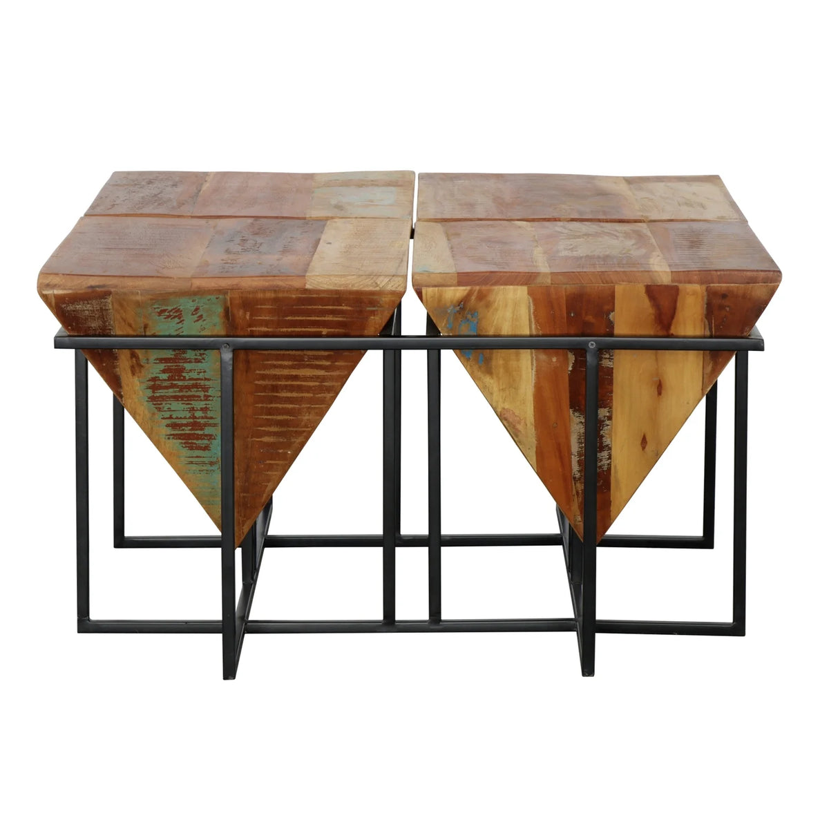 Reclaimed Wood & Iron Square Cocktail Table V398
