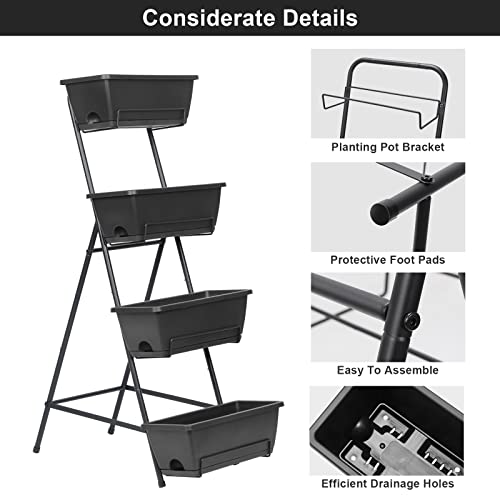 4 Tiers Vertical Raised Garden Bed with Planter Tray D553