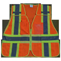 Class 2 Orange Mesh Safety Vest with Lime Binding 5-Point Breakaway 5 Pockets D710859