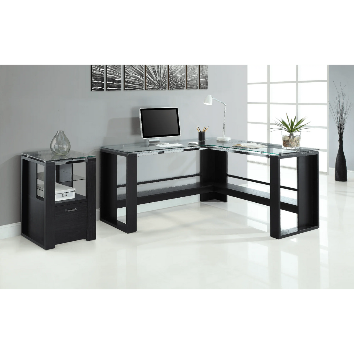 Espresso L-Shape Corner Desk R9513