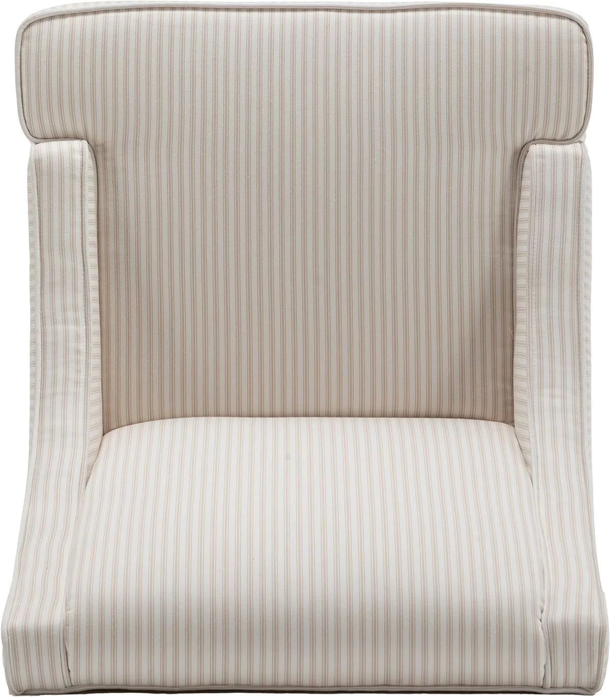 Cream and White Stripe Fabric Accent Chair with Wood Legs O97833