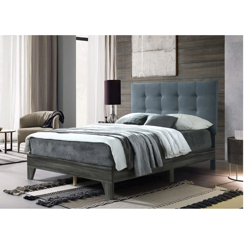Gray Upholstered Platform Bed Queen Size L219670