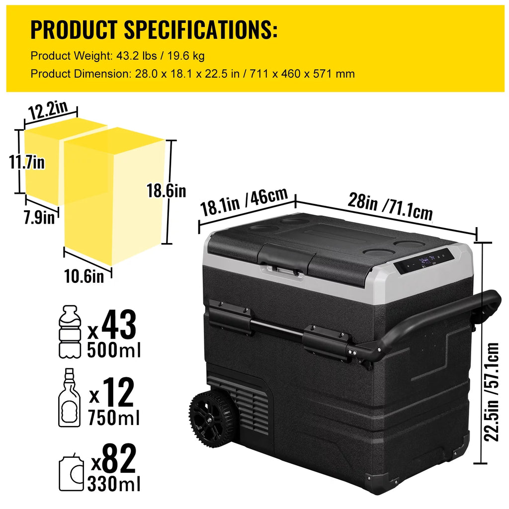12 Volt 48Qt Dual Zone Car Refrigerator H7350