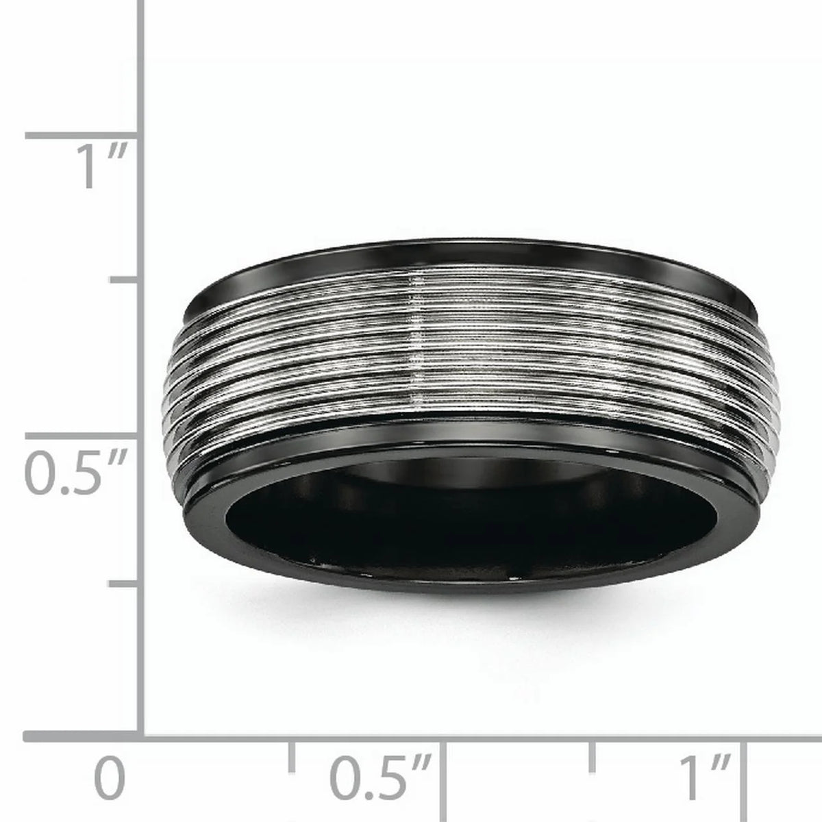 Black Ti & Titanium Polished Grooved Ring P7439