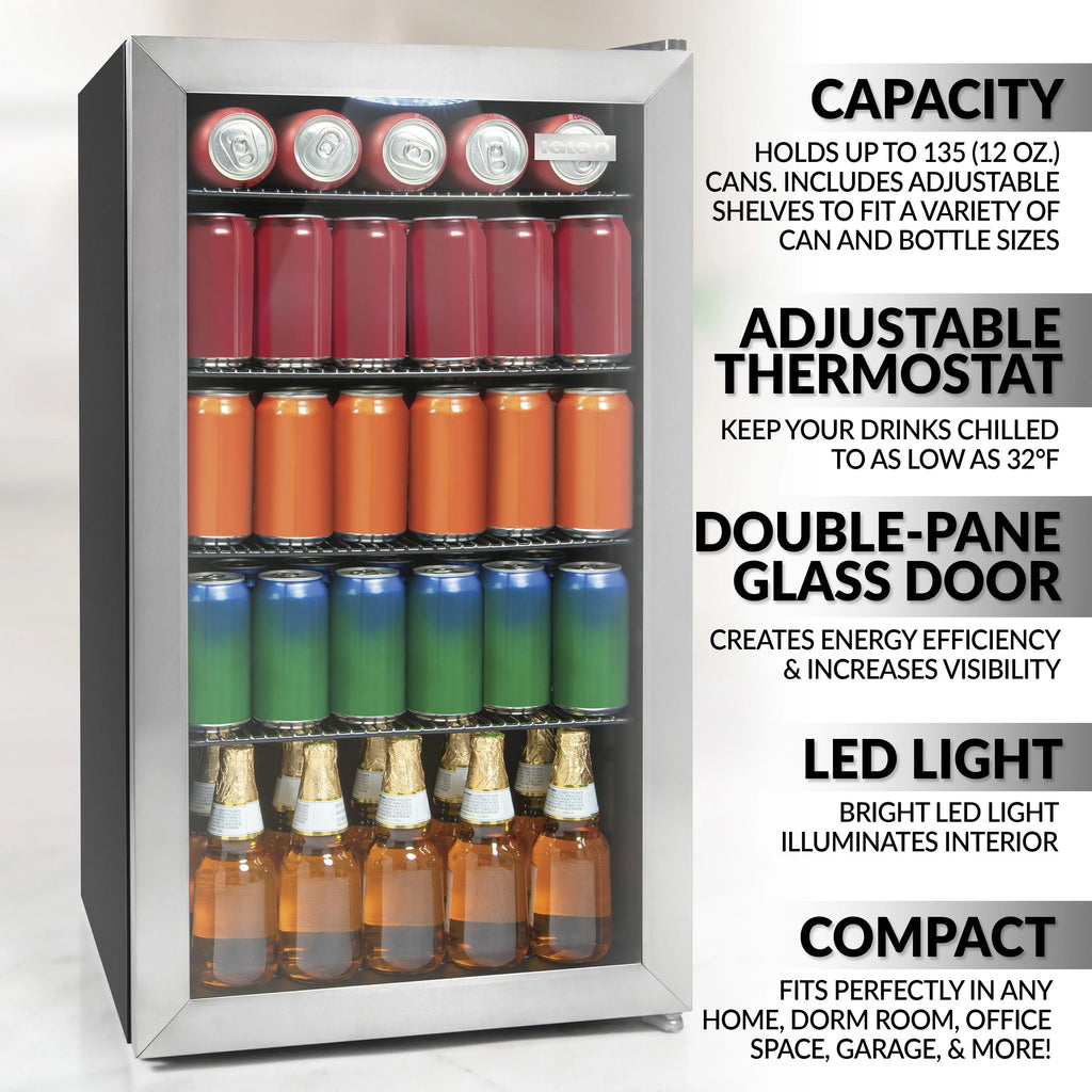 3.5 Cu. Ft. 135 Can Stainless Steel Beverage Cooler W411