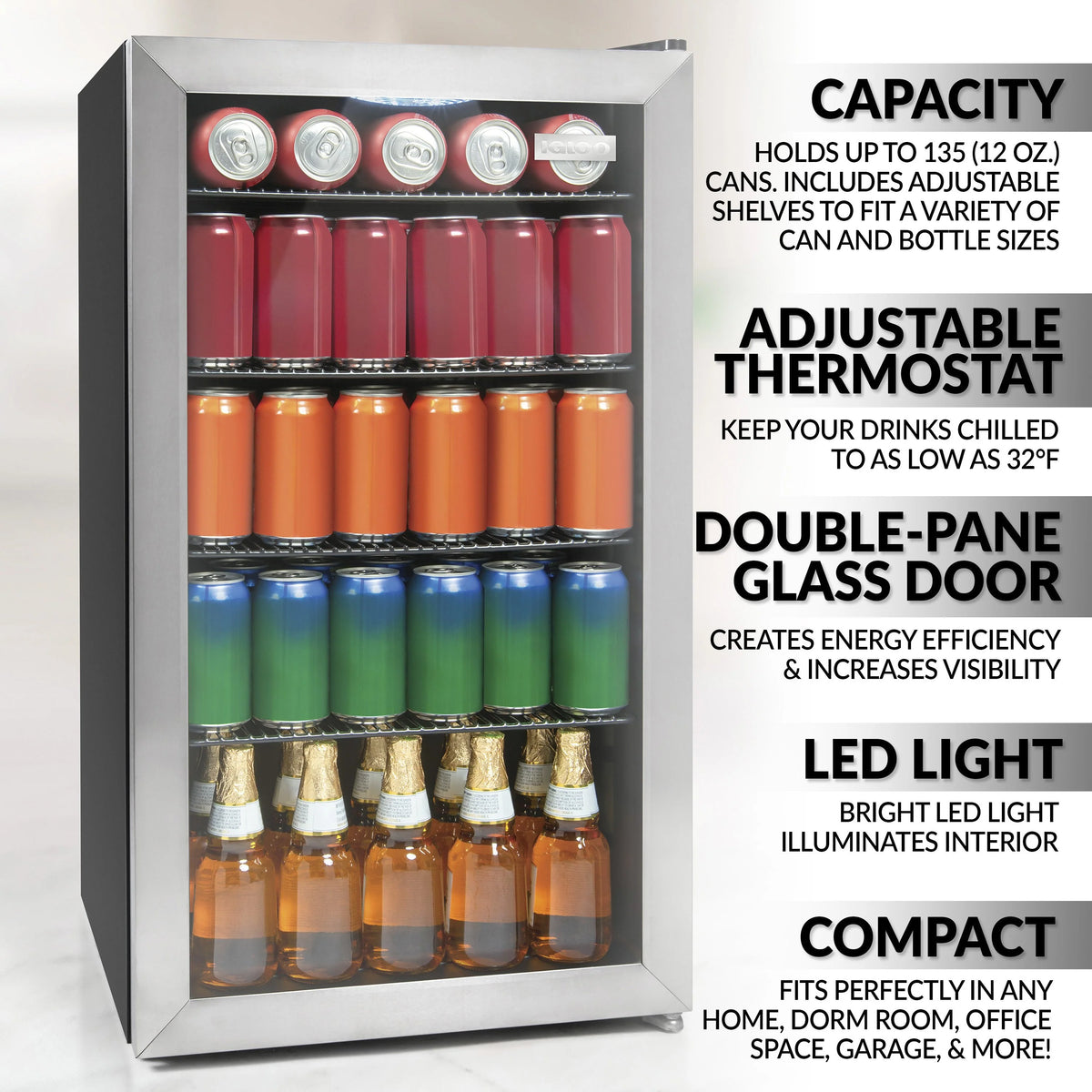 3.5 Cu. Ft. 135 Can Stainless Steel Beverage Cooler W411
