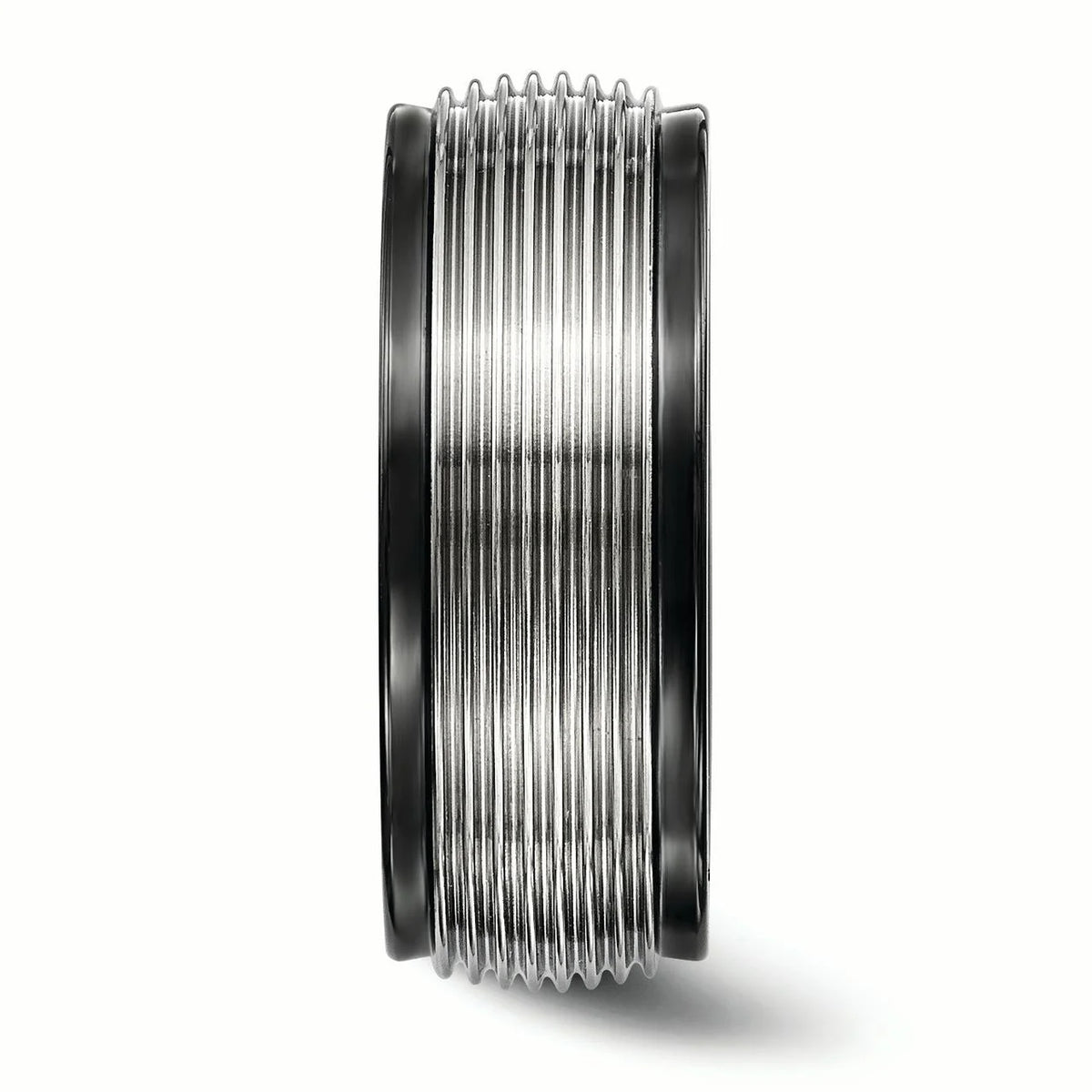 Black Ti & Titanium Polished Grooved Ring P7439