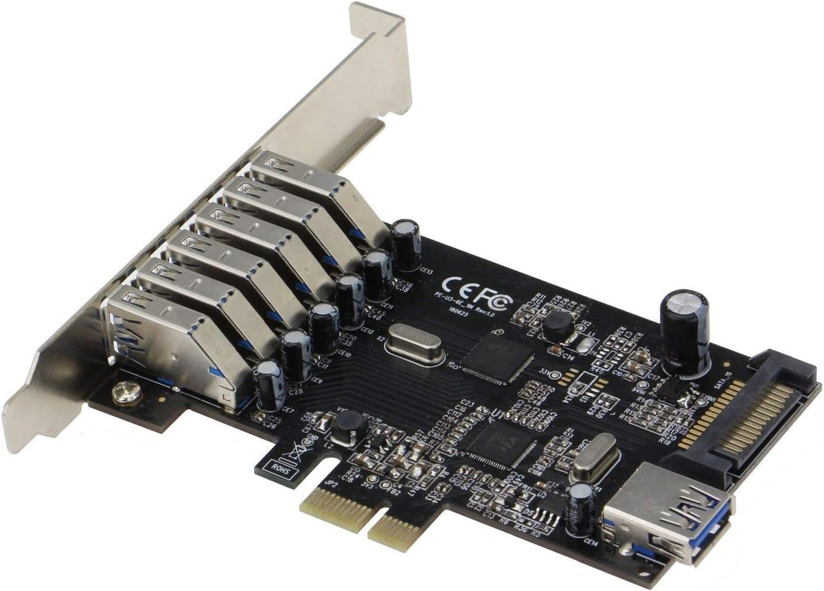 PCIE 7 Port USB 3.1 Gen I Adapter Card with Low Profile Bracket Pack of 2 K76628