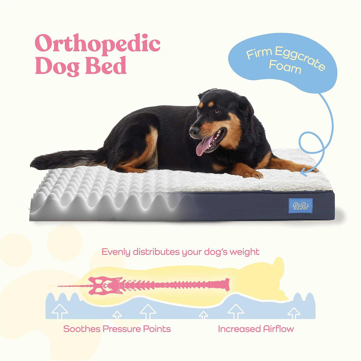 Orthopedic Large Dog Bed with Sherpa Top X495595