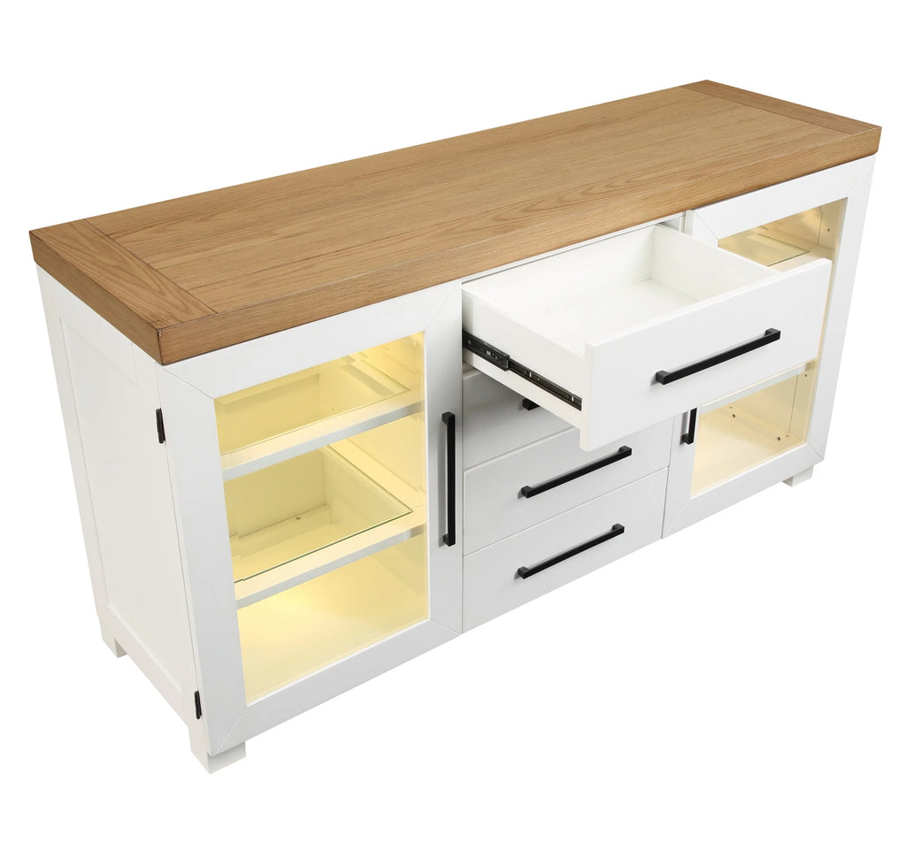 Farmhouse Dining Sideboard with LED Light E478827