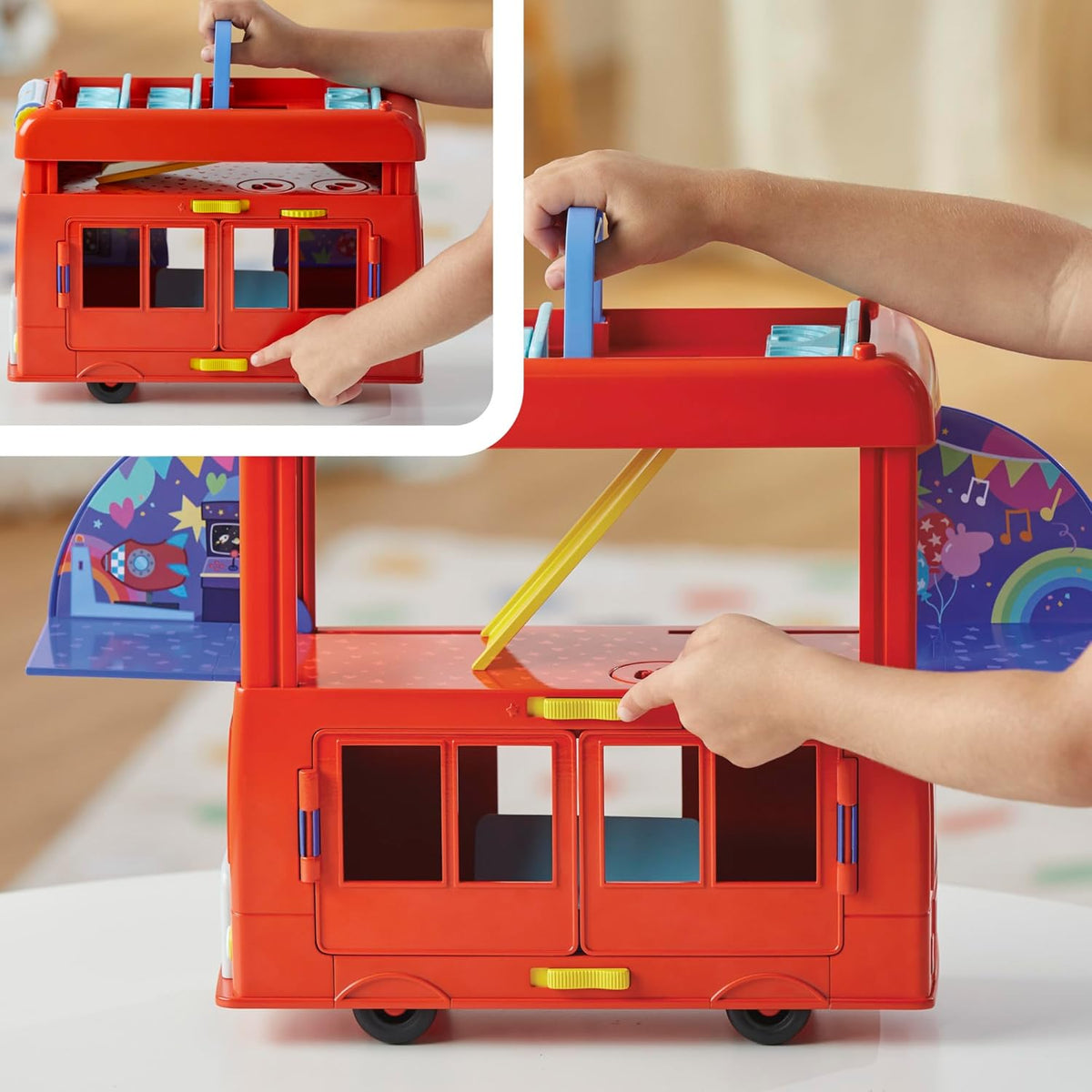 2-in-1 Party Bus Playset with 3 Figures and 13 Accessory Pieces V118166