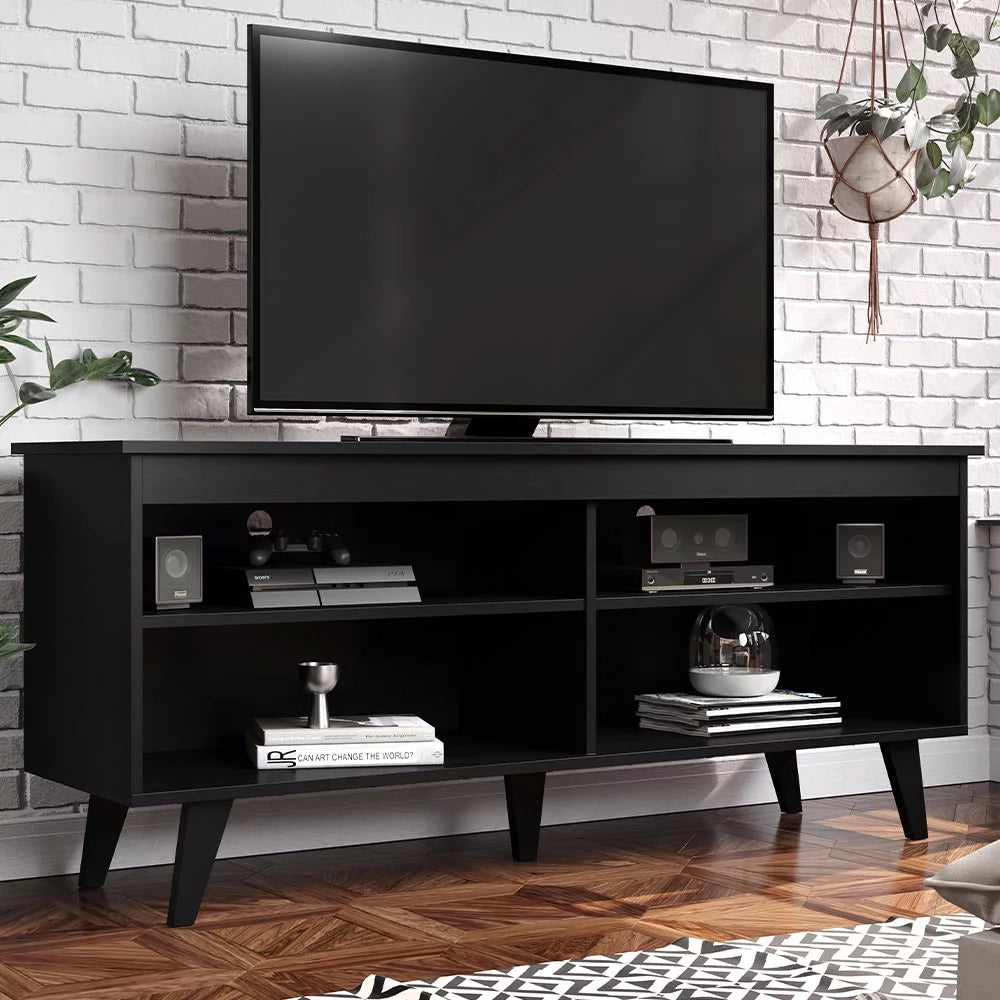 Black TV Stand with Storage Shelves L150076
