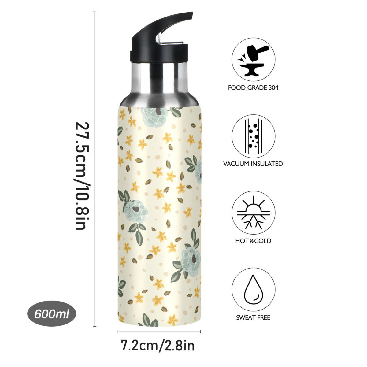 Stainless Steel Insulated Water Bottle with Straw Lid I498628