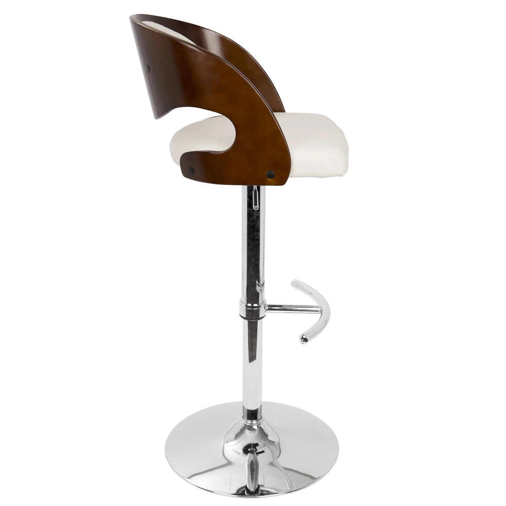Cherry and White Faux Leather Adjustable Swivel Barstool R5864